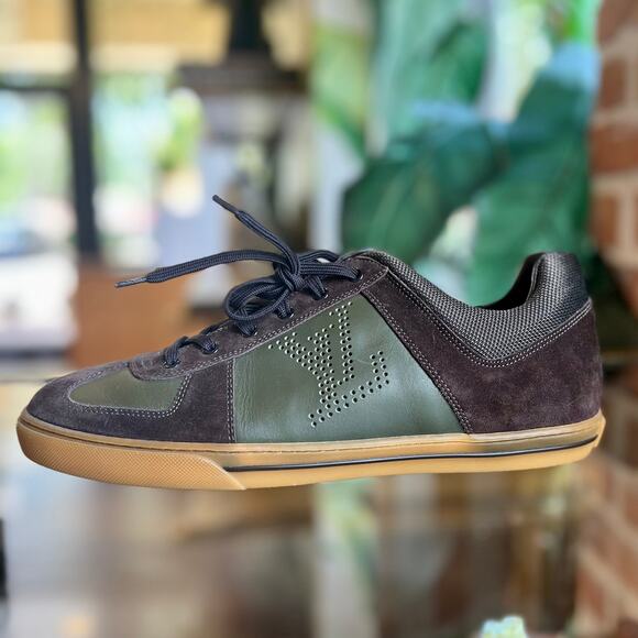 LOUIS VUITTON Dream On Low Green and Brown Sneakers Men's 8 - Picture 1 of 9